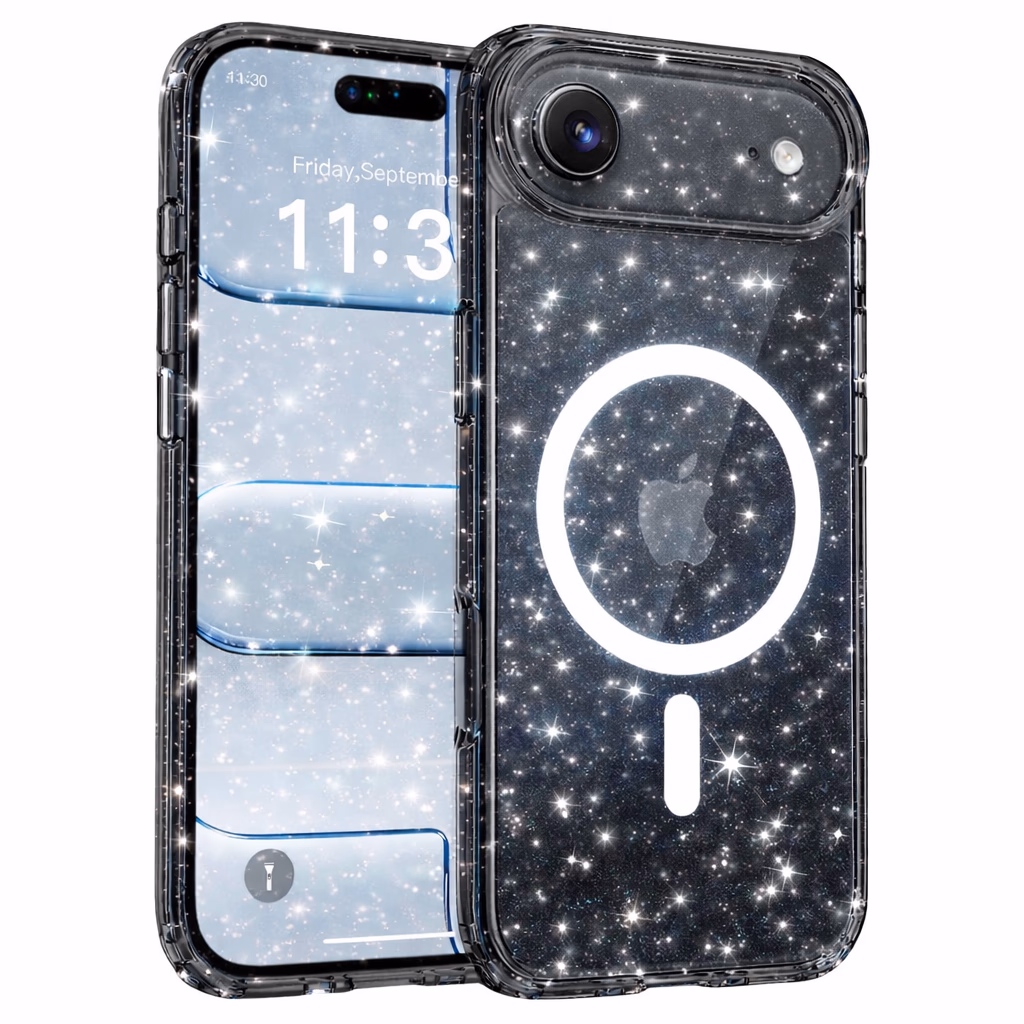 iPhone 17 Air - MagSafe Acrylic Hard Case - Black Sparkle